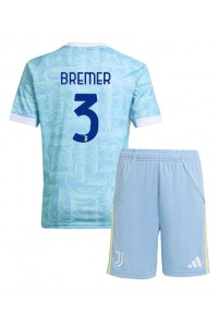 Fotbalové Dres Juventus Gleison Bremer #3 Dětské Venkovní Oblečení 2025-26 Krátký Rukáv (+ trenýrky)